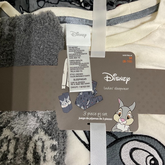 Disney pajama set women M medium 3 pieces top bottom and sucks puffy soft fleece - Picture 15 of 16